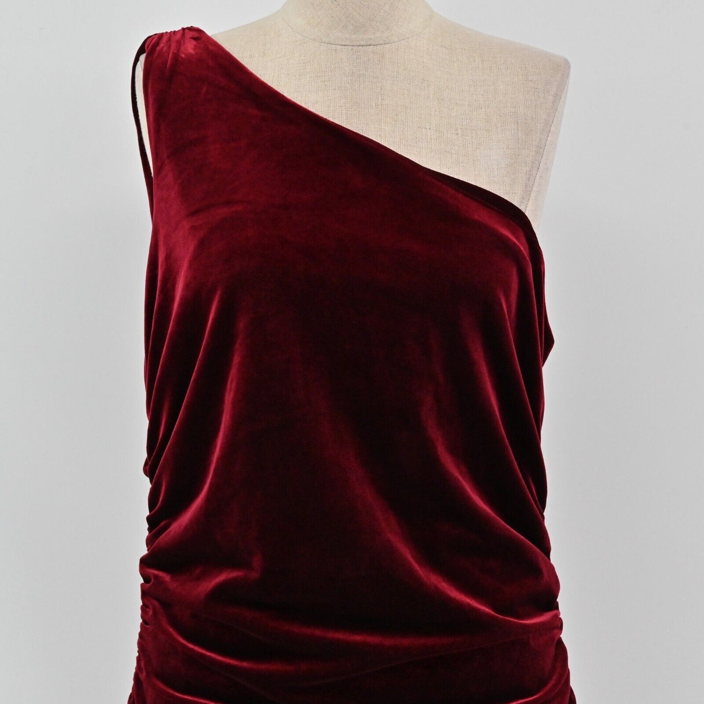 HOUSE of HARLOW Dress Womens Size L One Shoulder Velvet Ruched Side Garnet Red