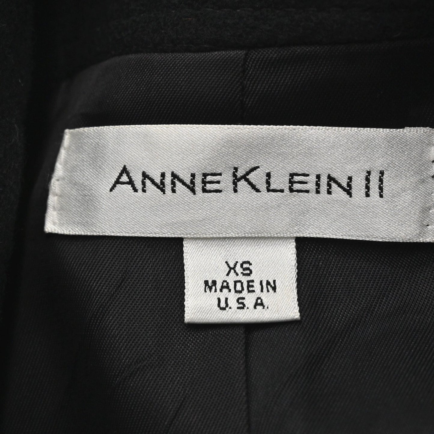 Vtg ANNE KLEIN Womens Wool Pea Coat Size XS Black Mid Double Breasted USA 90s