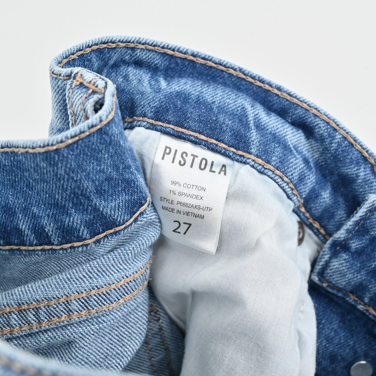 PISTOLA Womens Charlie Side Zip Jeans Size 27 Distressed High Rise Blue Denim