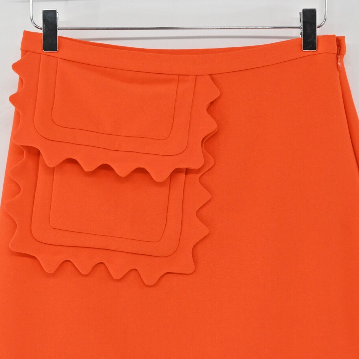 VICTORIA BECKHAM Skirt Womens Sz S Orange Scalloped Pocket Mini Retro TARGET
