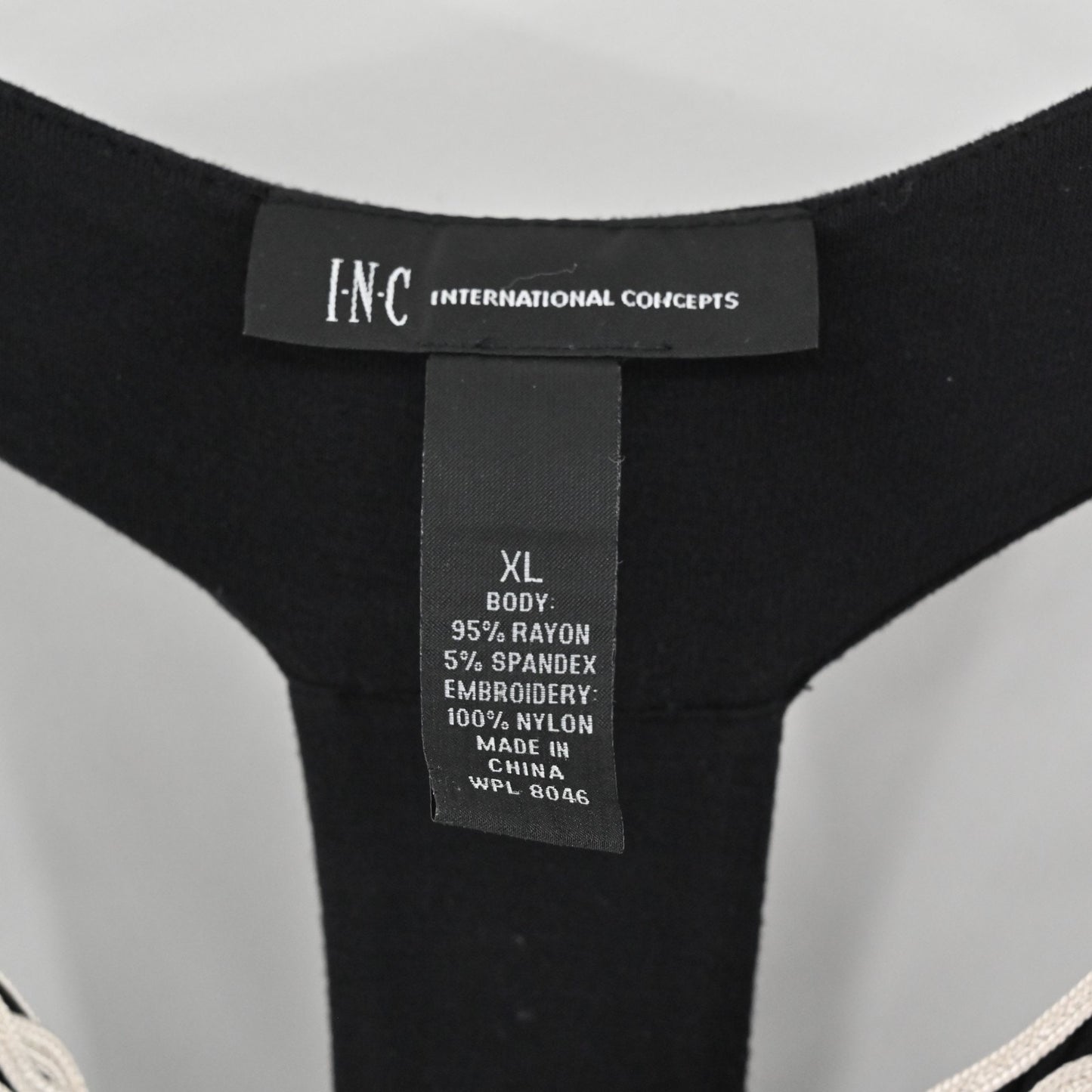 INC International Concepts Embroidered Maxi Dress Size XL Black Sleeveless VNeck