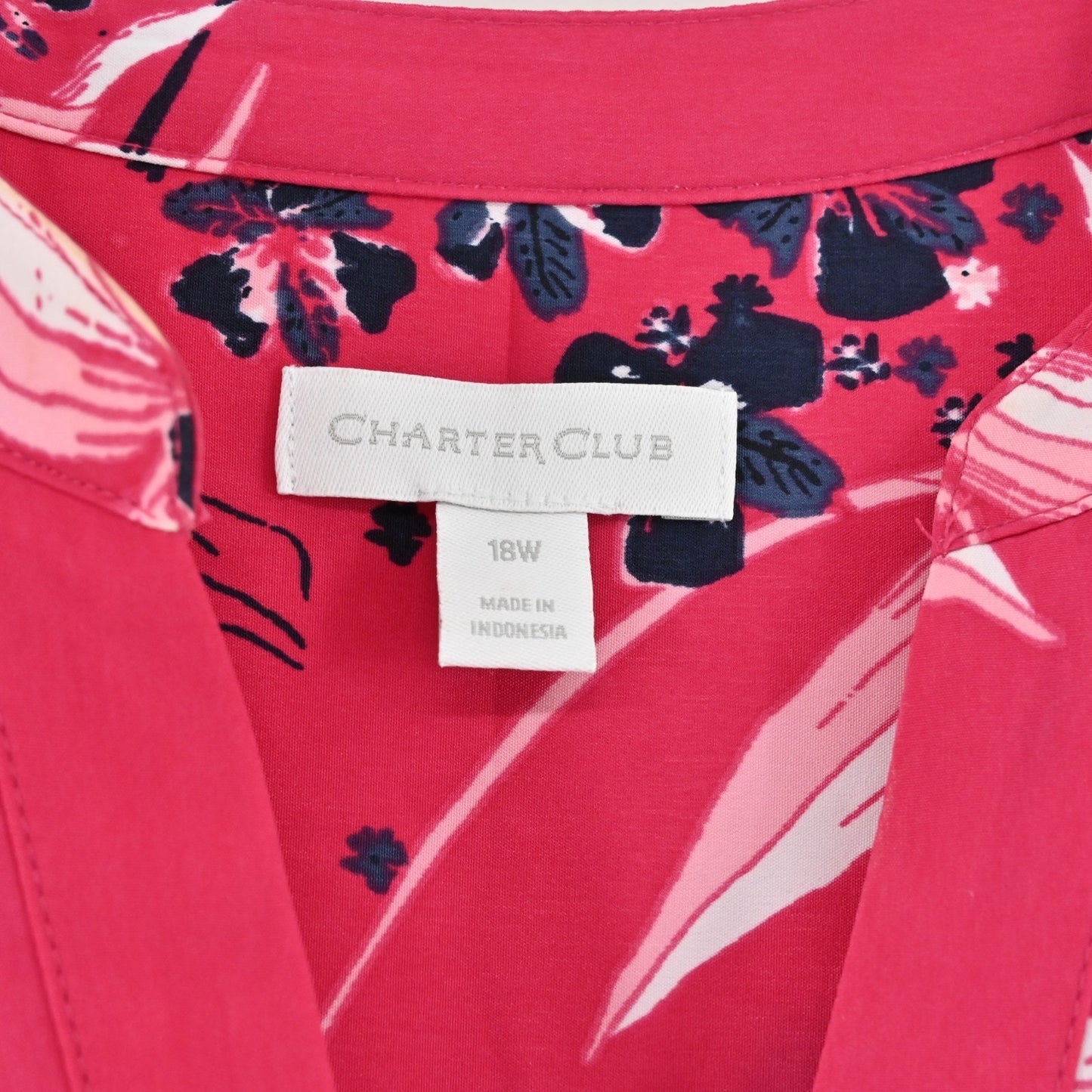 Charter Club Moroccan Pink Combo Floral Print Dress Size 18W Flutter Sleeve Tie