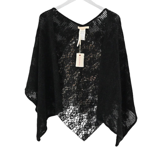 ANTHROPOLOGIE Poncho Womens Size M CECILIA PRADO Black Floral Metallic Wrap NEW