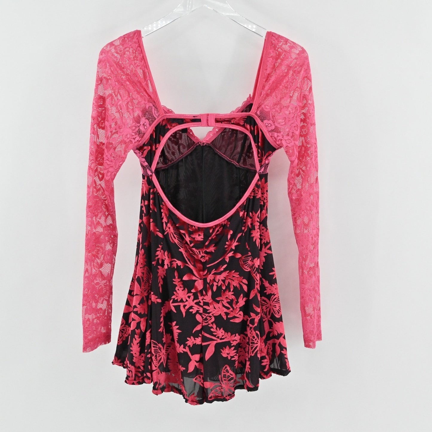 Delias Dolls Kill Watermelon Sugar Velvet Burnout Dress Size M Lace Floral Mini