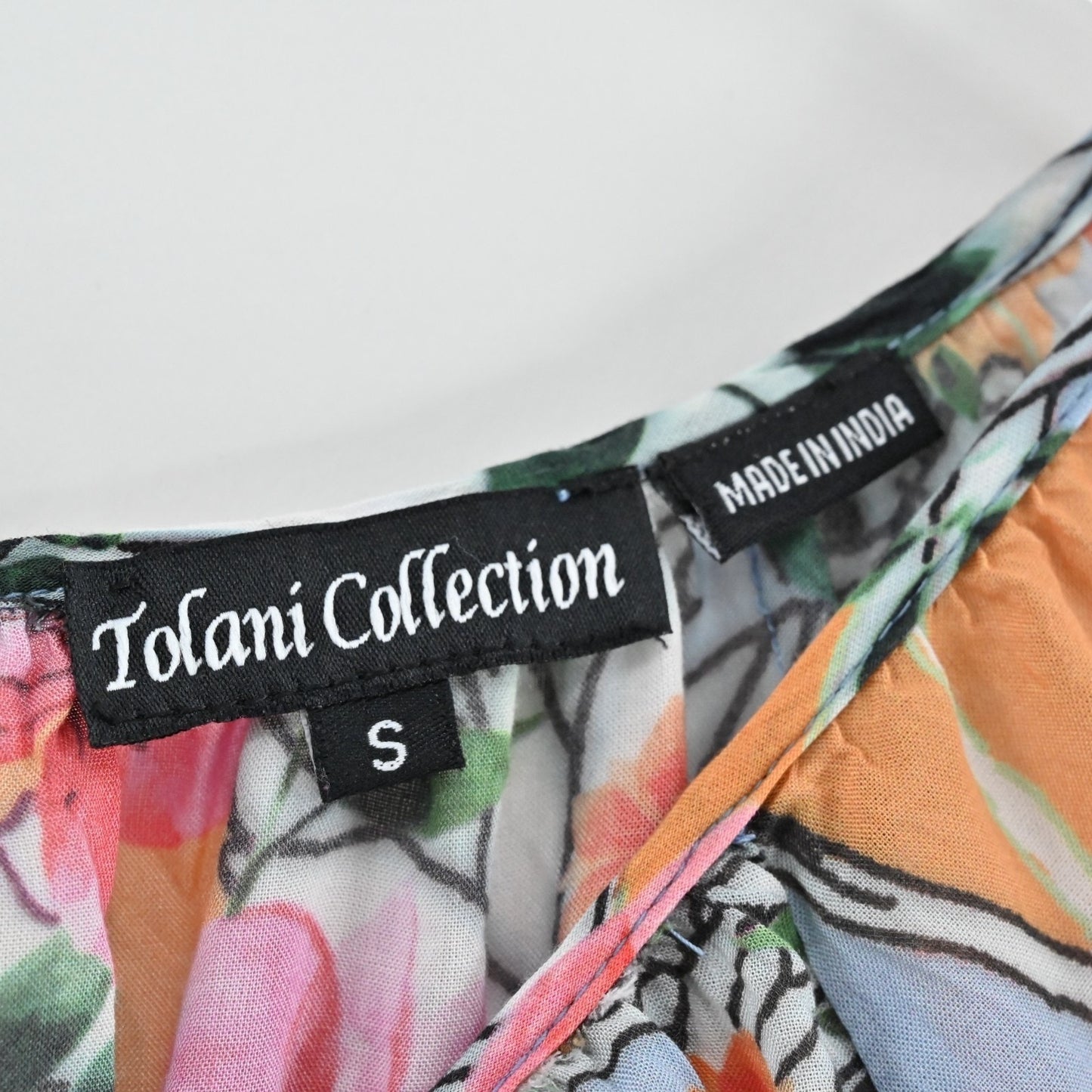 Tolani Collection Womens Floral Top Size S Balloon Sleeve Peasant Blouse India