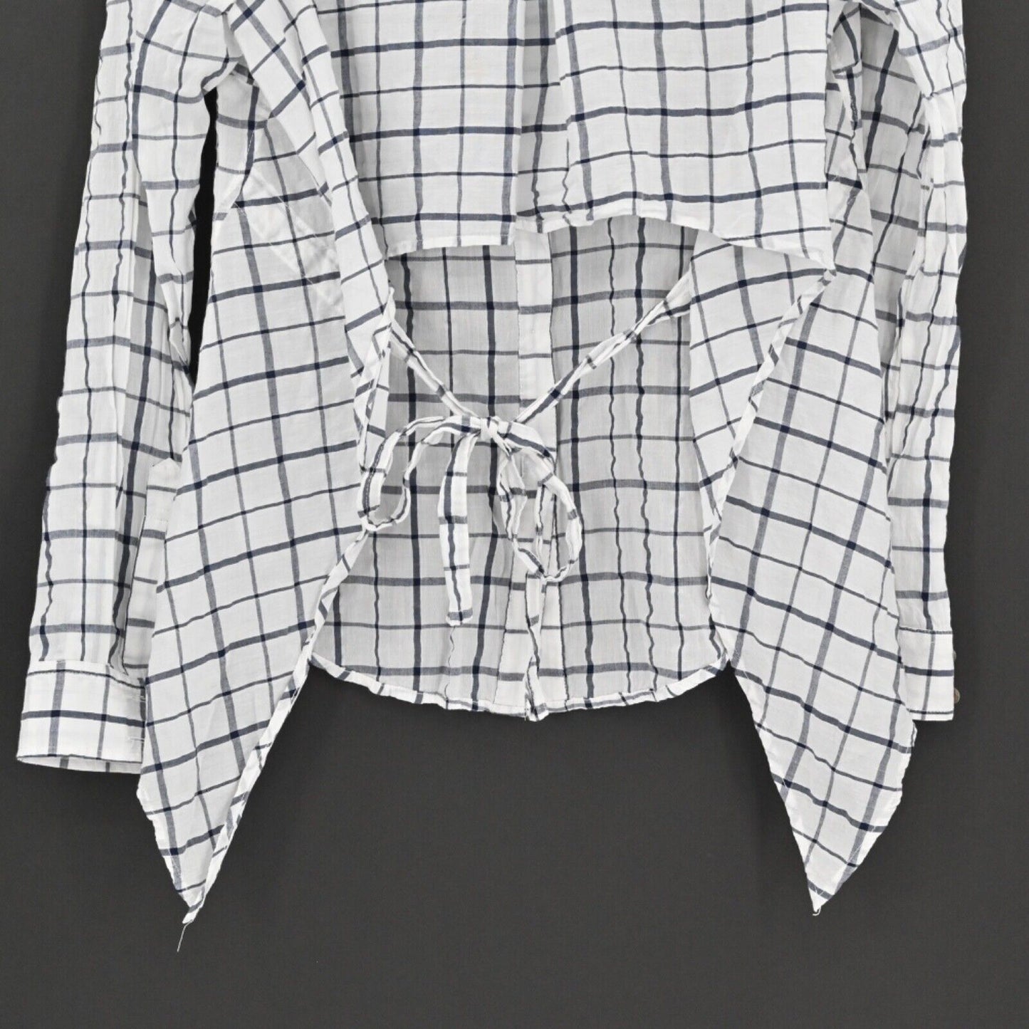 ELIZABETH JAMES Top Womens Sz XS Thatcher Button Down Shirt White Plaid Tie Back