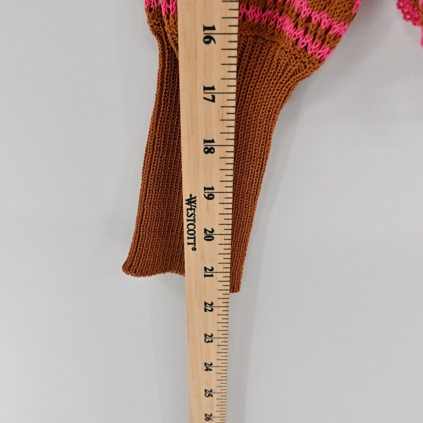 ZARA Sweater Women Sz M Pink Orange Stripe Cotton Blend Open Knit Boat Neck Boho