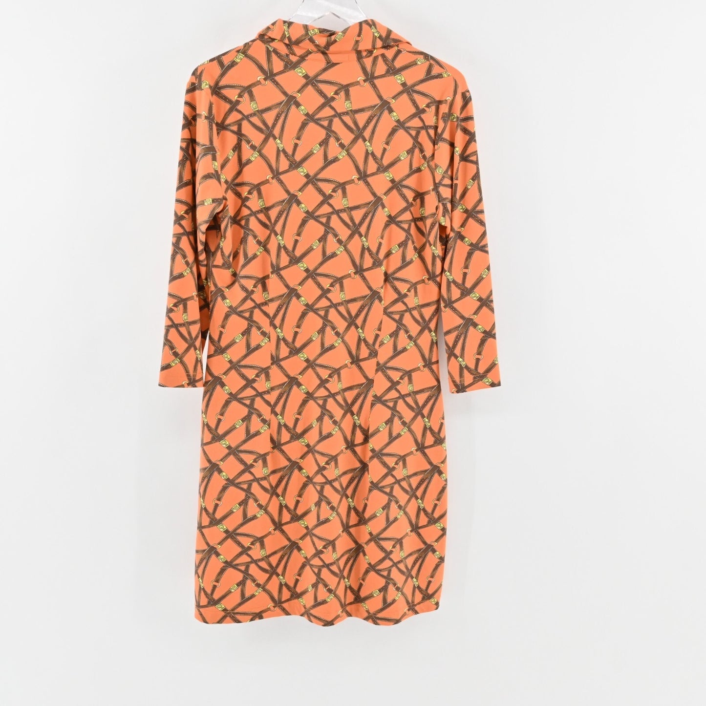 BARBARA GERWIT Bridle Dress Size L Orange Brown Belt Western Equestrian Shift