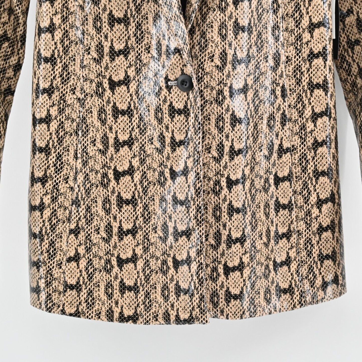 DANIELLE BERNSTEIN Jacket Womens XS Beige Animal Print Snake Blazer Mob Wife NEW