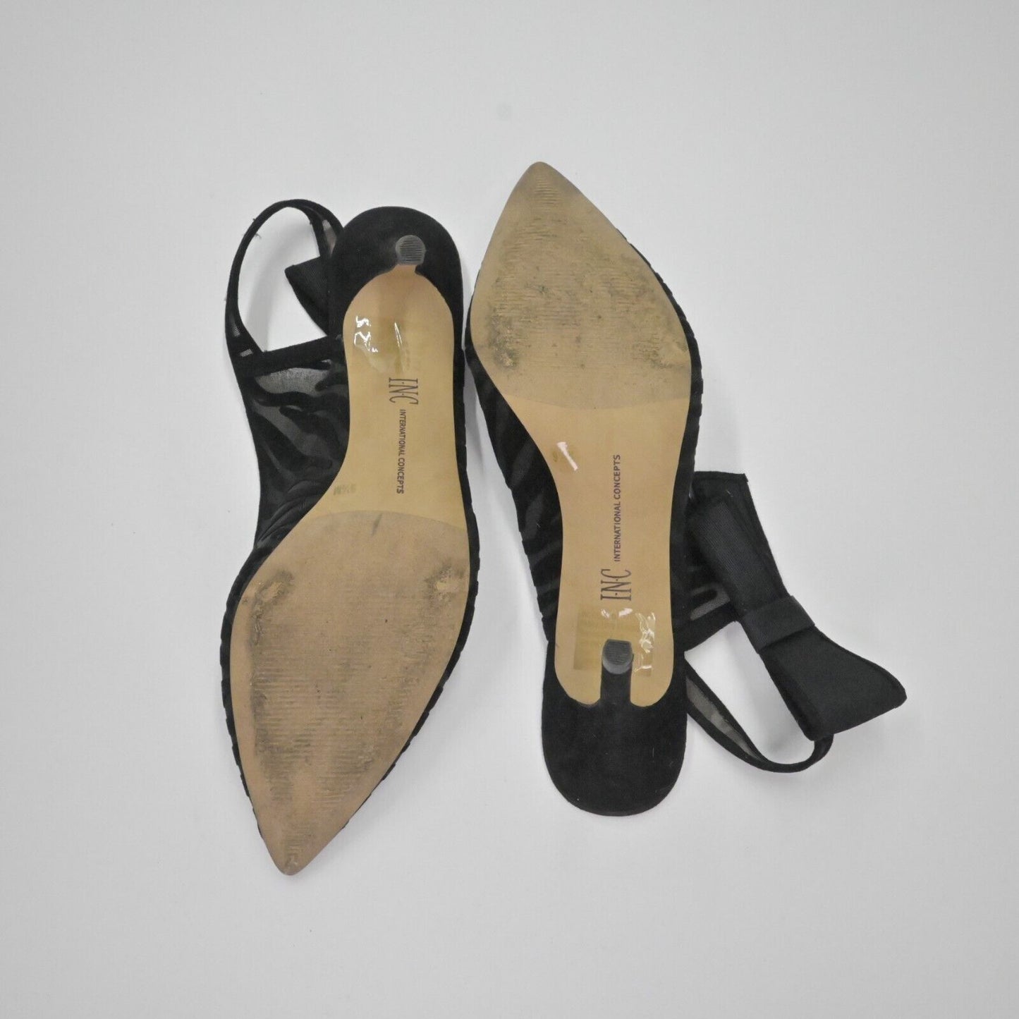 INC Slingback Heels Womens Size 9.5 Black Zebra Velvet Mesh Bow Coletta Stiletto