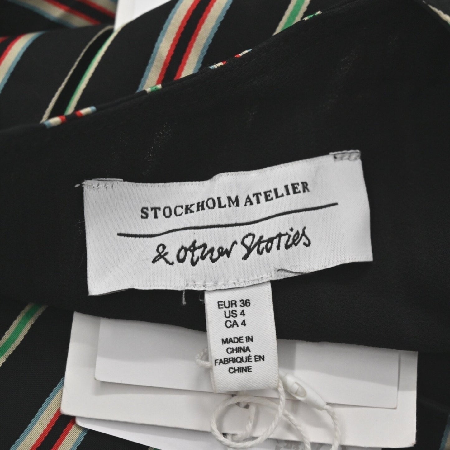 & OTHER STORIES Striped Midi Dress Size 4 Black Dark Romantic Retro Steampunk