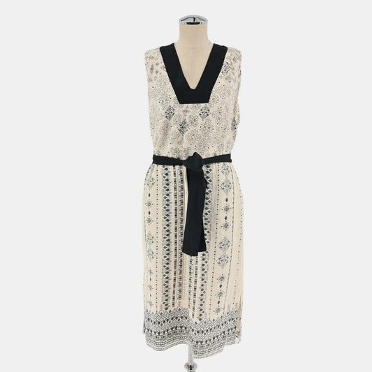 Anthropologie Womens Even Tide Shift Dress Size 4 HD IN PARIS Ivory Boho Print