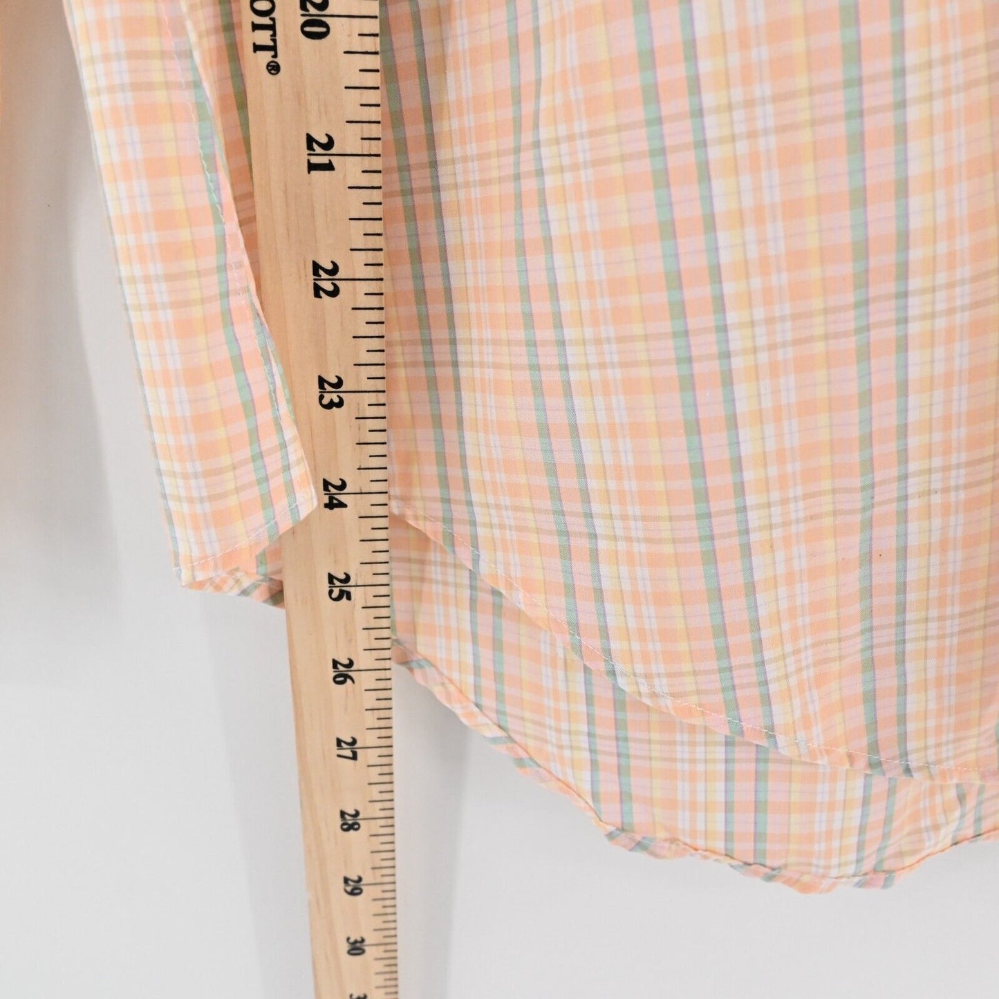 Vtg BROOKS BROTHERS Top Womens Size 10 Orange Cotton Plaid Ruffle Deadstock 70s