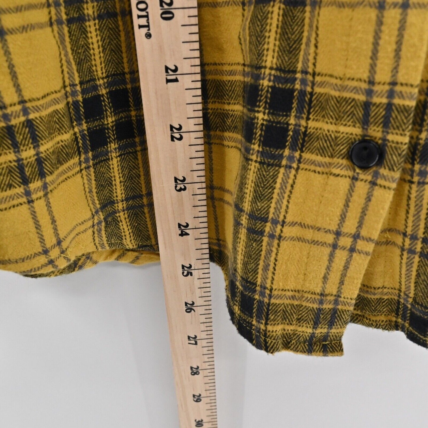 DISNEY Top Womens Size XS Yellow Plaid Mickey Mouse Graphic 100% Cotton Flannel
