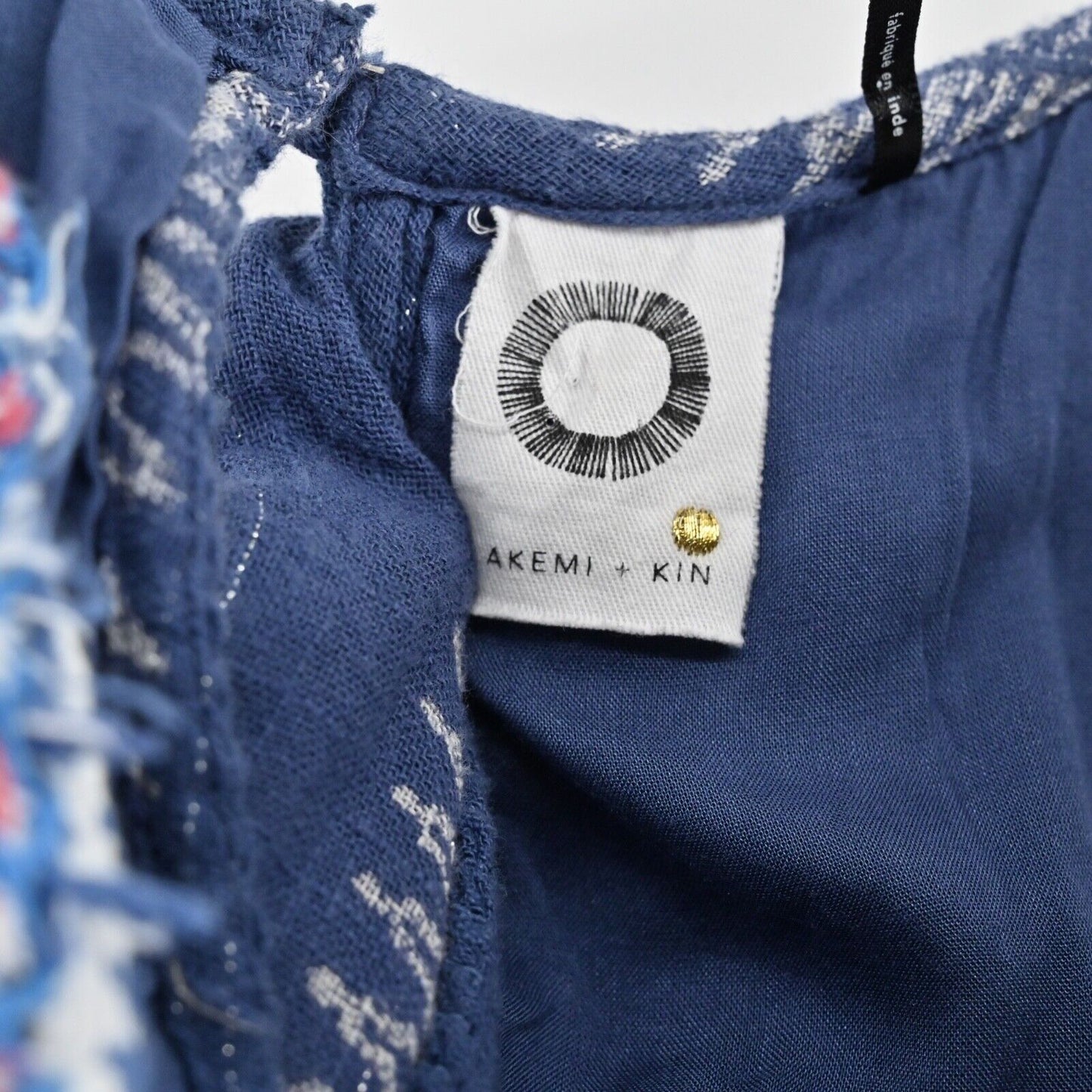 ANTHROPOLOGIE Dress Sz 0 Blue Embroidered Metallic Cotton Morwen Shift AKEMI KIN