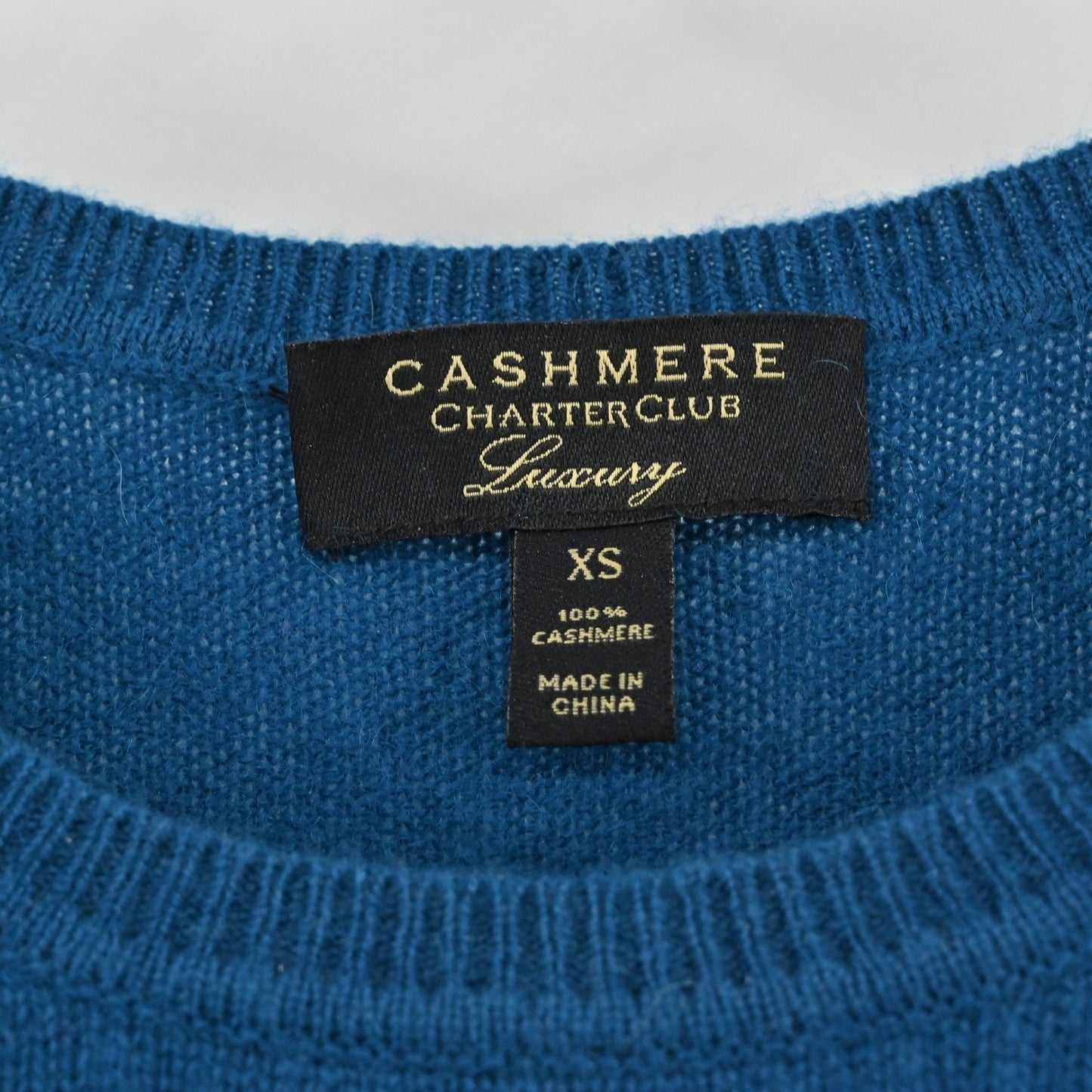 Charter Club Womens Cashmere Sweater Sz XS Teal Blue Crew Neck Cozy Quiet Luxury