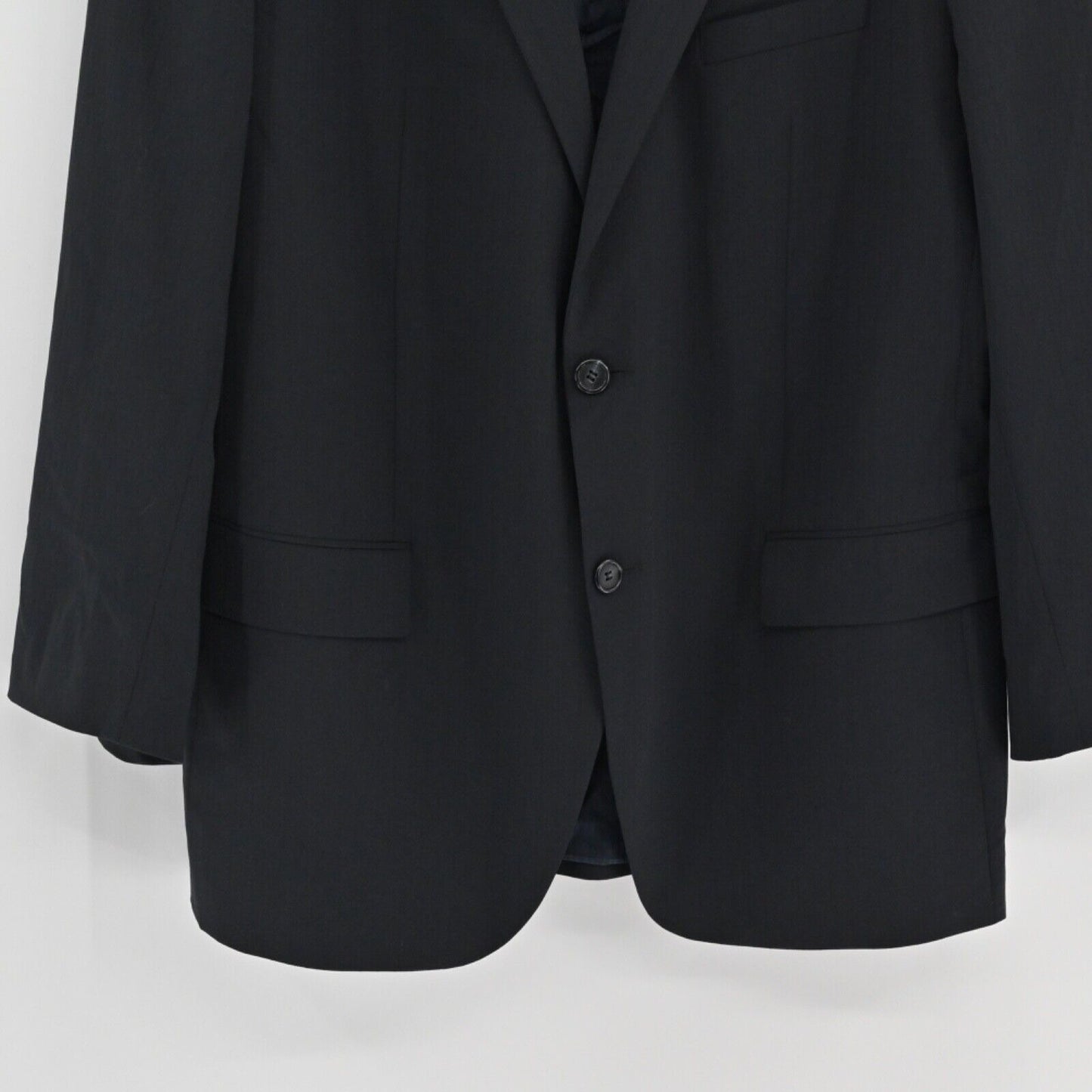 VTG 00s HUGO BOSS Mens Size 46 Blazer Black Pinstripe Single Breasted Wool Blend