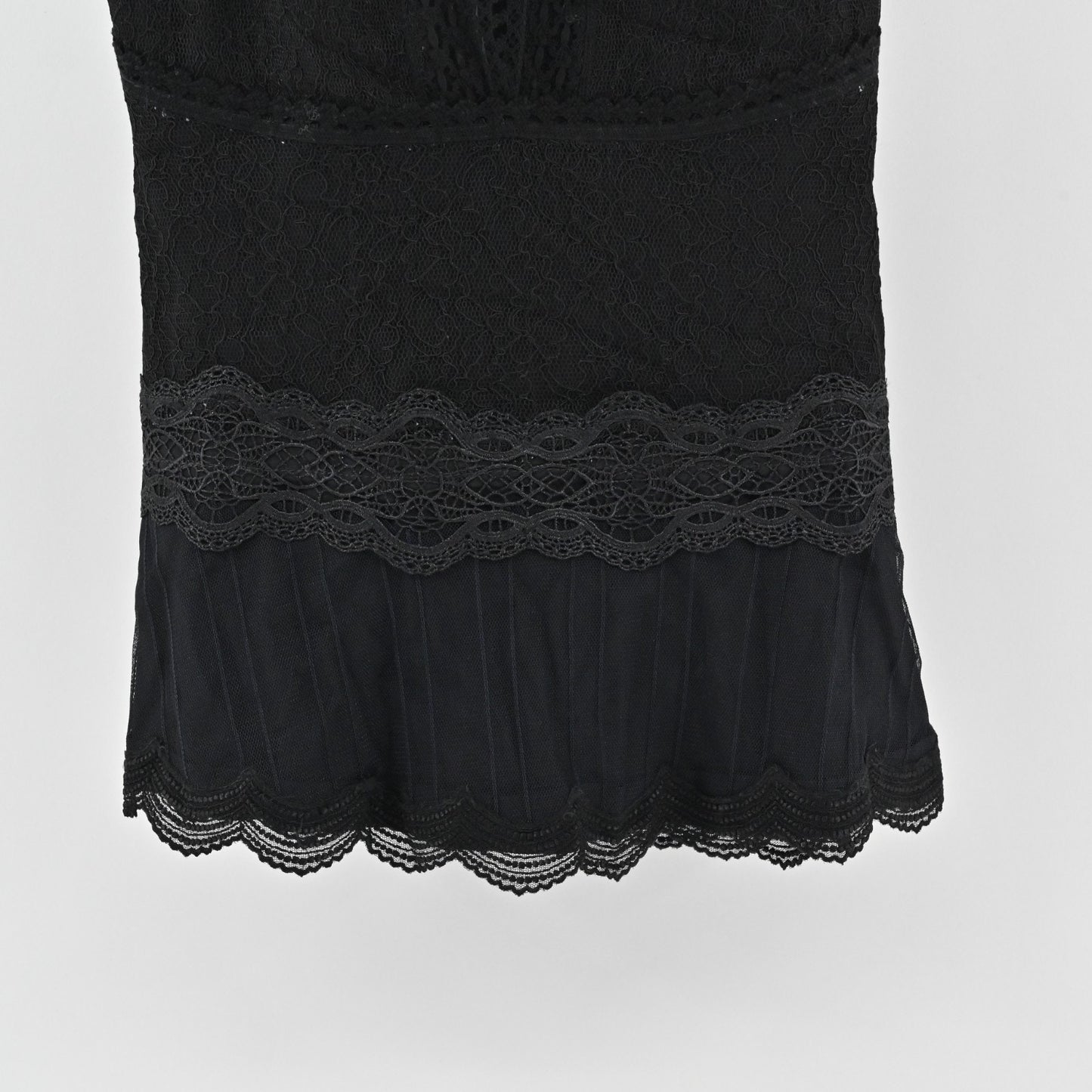 Jonathan Simkhai Womens Black Lace Top Size XS Scalloped Mock Neck Sleeveless