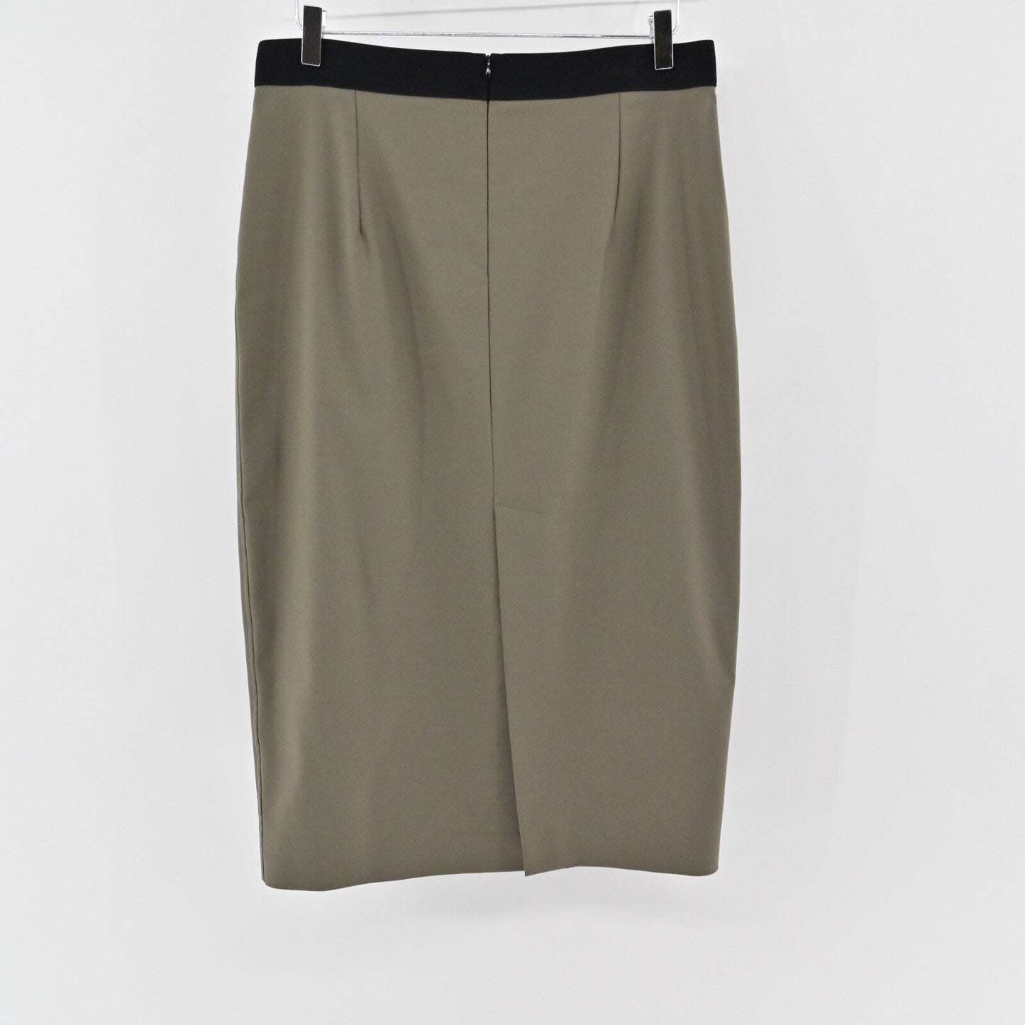 LES COPAINS Green Skirt Size 48 Olive Cotton Stretch Knee Length Pencil Luxury