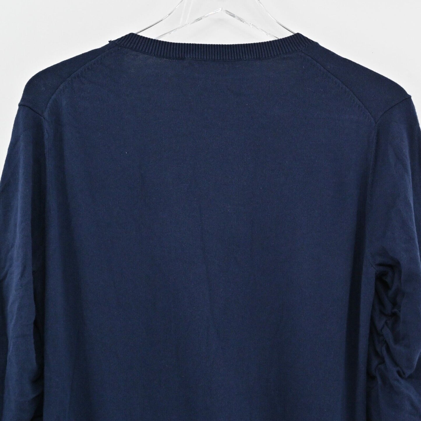 BOSTON PROPER Sweater Womens Size M Navy VNeck Ruched Studded Long Sleeve Knit