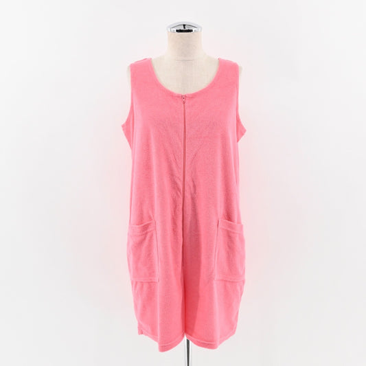 Vtg Terry Cloth Swim Cover Up Womens Size S Pink Zip Up Romper ANTHONY RICHARDS