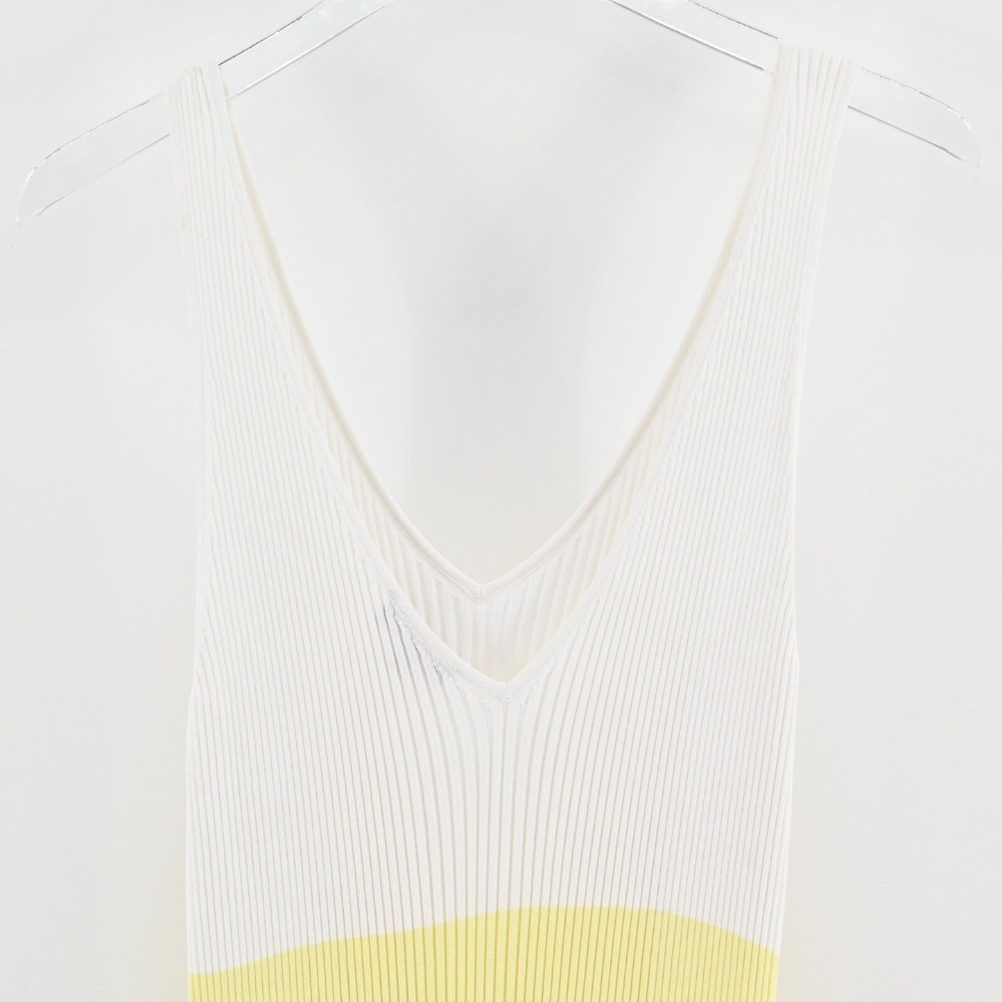 STAUD Dress Size L Dana Blue Colorblock Sleeveless VNeck Rib Knit Fitted Midi