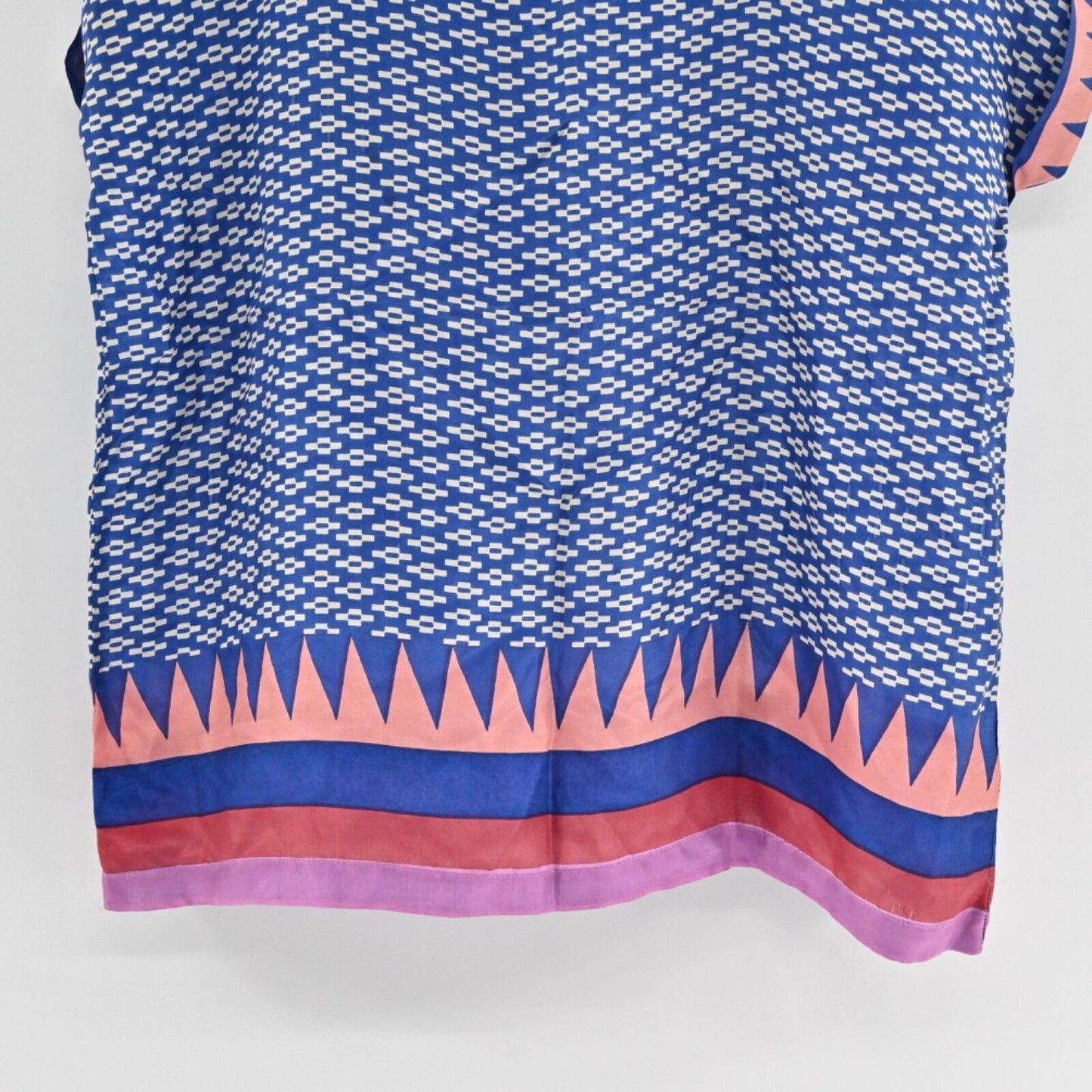 Roberta ROLLER RABBIT Womens Silk Top Size XS/S Blue Geometric Bohemian Boho