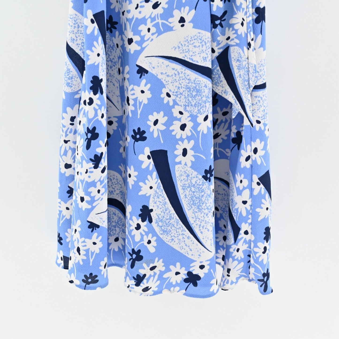 RALPH LAUREN Dress Size 8 Blue Floral Crepe Sleeveless Daisy Belted Summer LRL