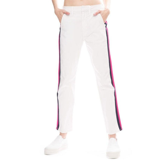 MOTHER Pants Womens Size 26 White The Straight Shaker Ankle Prep Striped Cotton