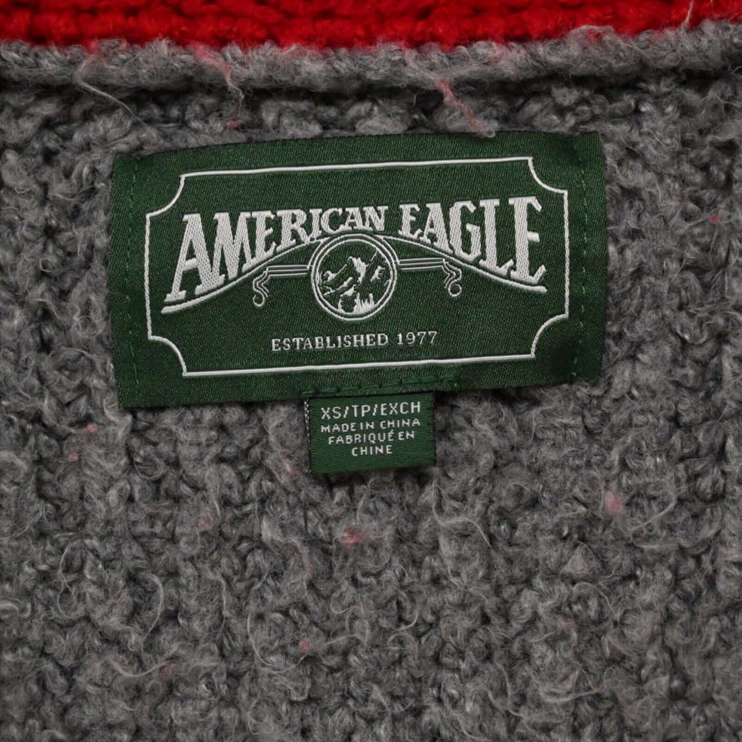 AMERICAN EAGLE Cardigan Womens Sz XS Gray Full Zip Crop Retro Varsity Letterman