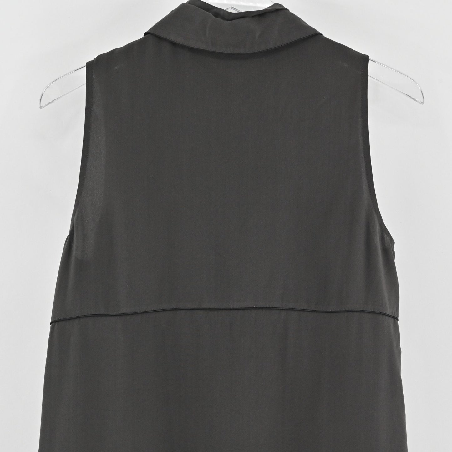 Derek Lam 10 Crosby Gray Silk Chiffon Dress Size 2 Sleeveless Collared Button Up