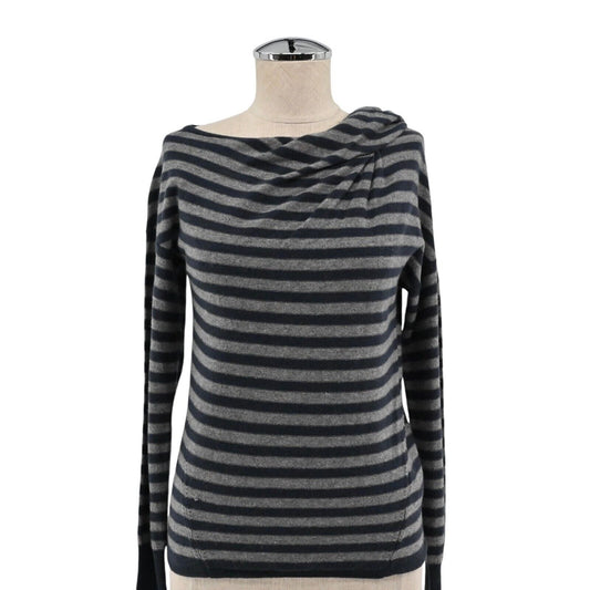 LES COPAINS Sweater Womens Size M Wool Striped Twist Shoulder Boat Neck Capsule