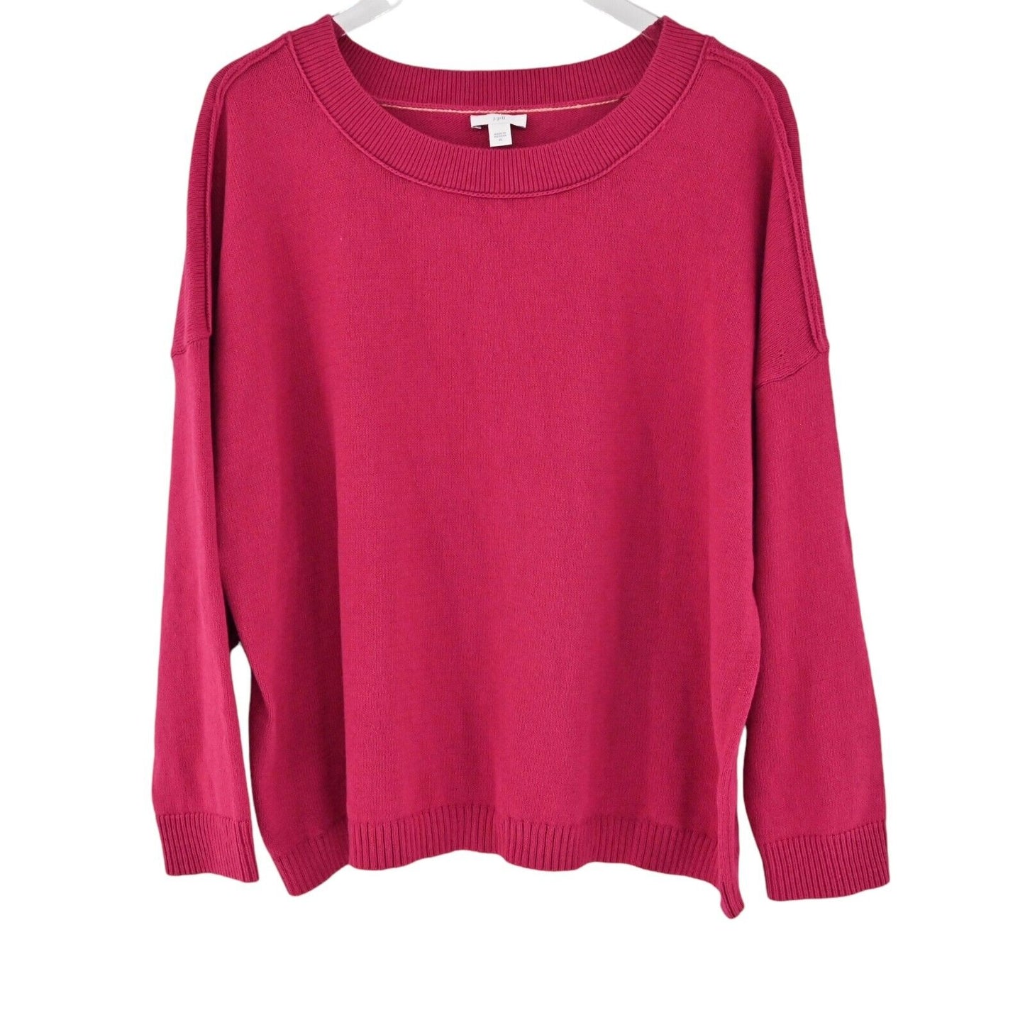J JILL Sweater Womens Size XL Relaxed Easygoing Knit Orchid Flower Pink Pullover