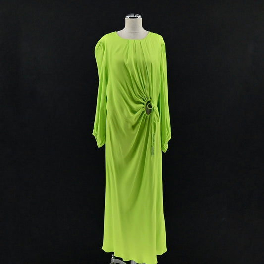 FARM Rio Lime Green Midi Dress Size 1X Cut Out Detail Long Sleeve Dopamine Boho
