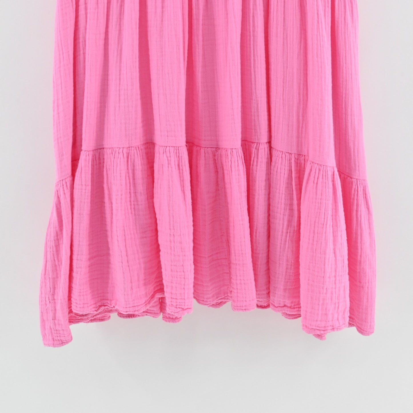 9 Seed Resort El Matador Dress Size S Pink Tiered Cotton Gauze Ruffled Romantic