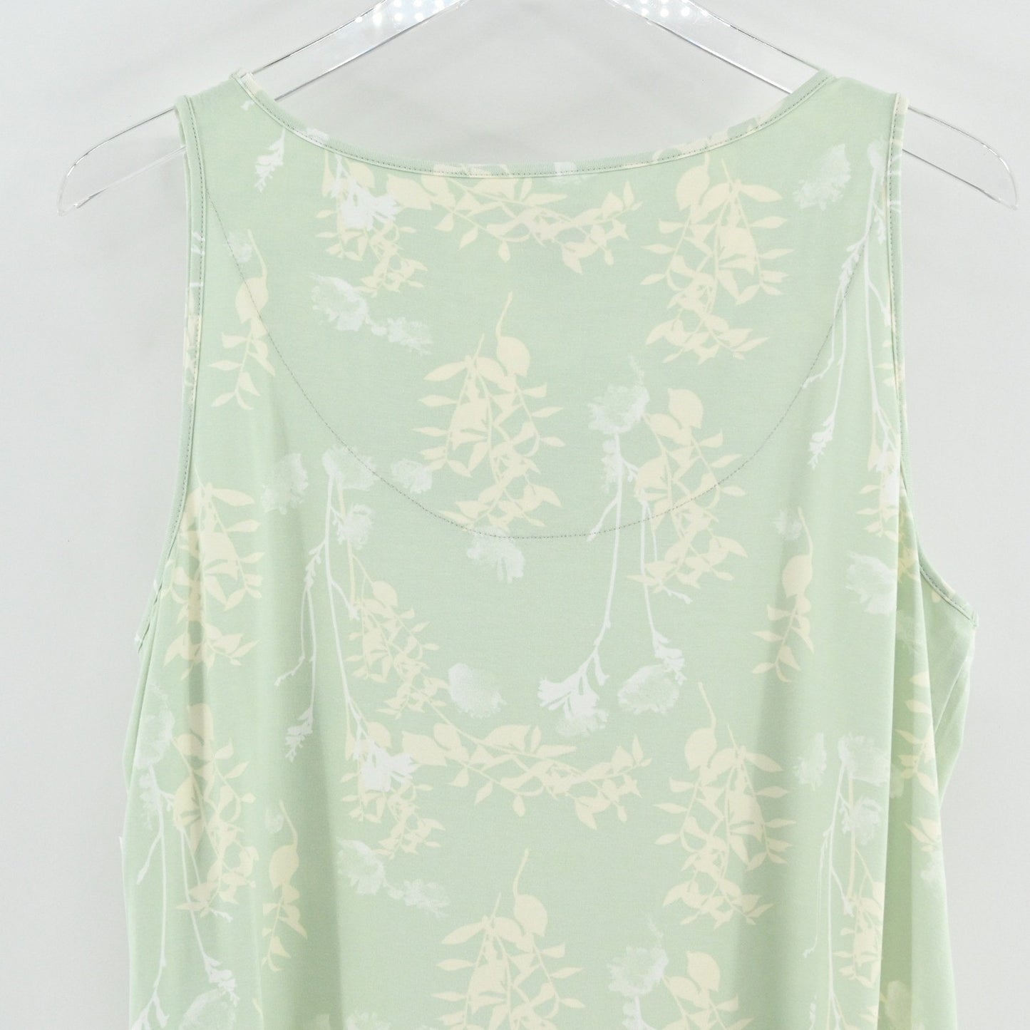 Chicos Bouquet Polish Knit Tank Top Size L Floral Sleeveless Green