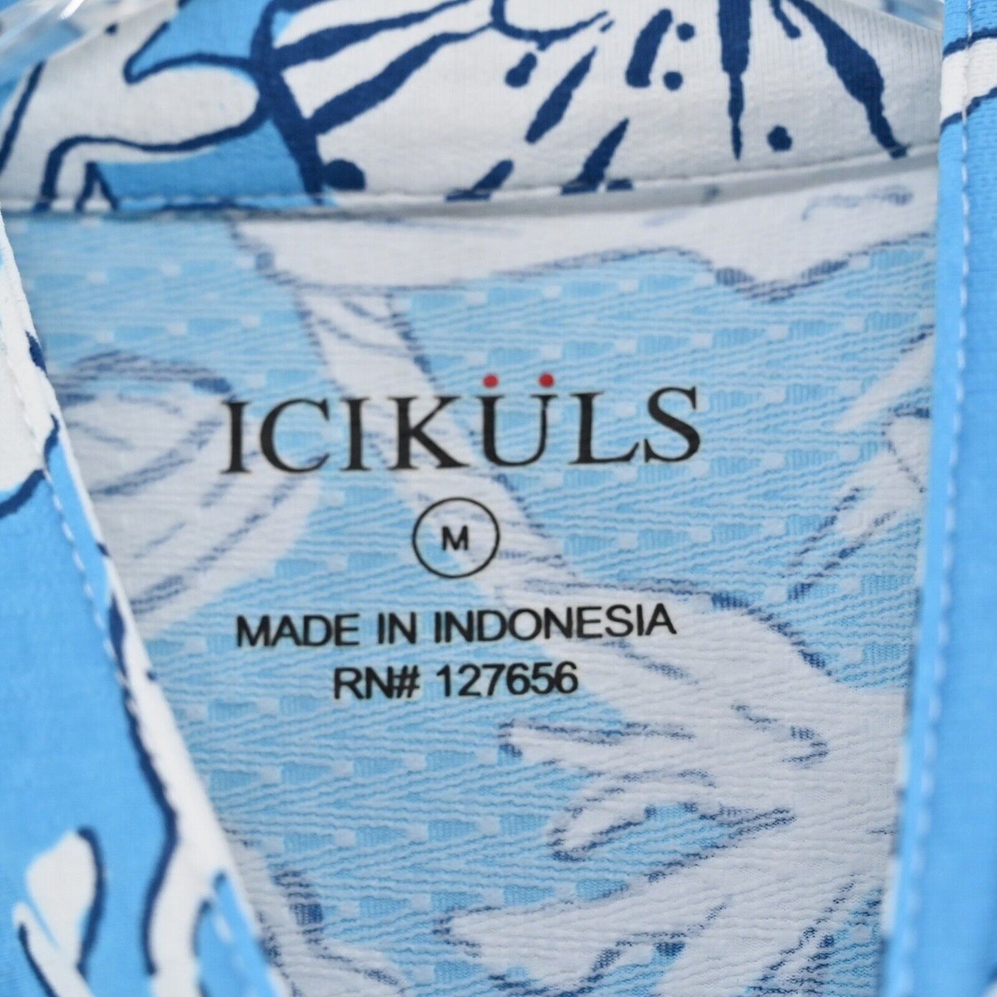 ICIKULS Top Womens Size M Blue Tropical Seashell Print Quarter Zip Long Sleeve