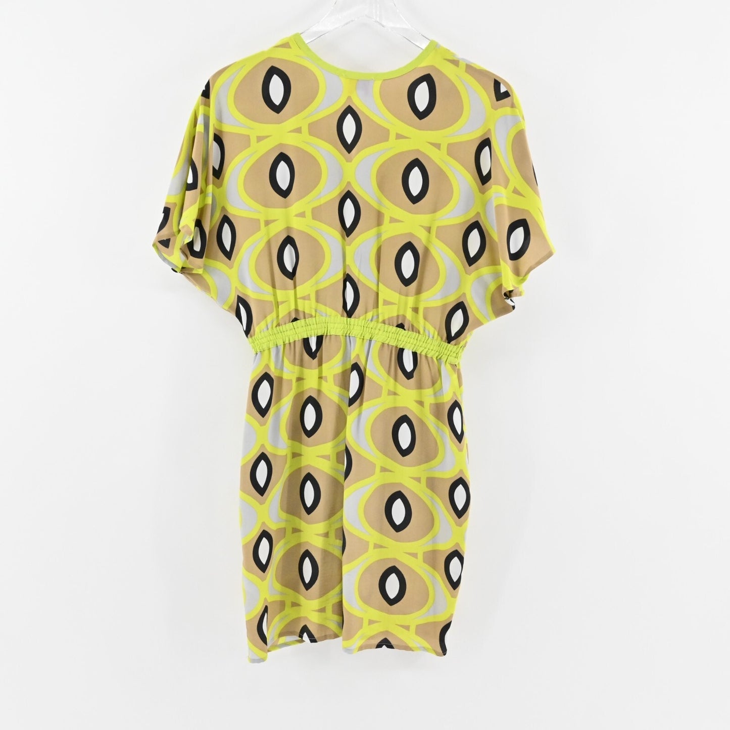 PLENTY by TRACY REESE Dress Size S Silk VNeck Tie Waist Geometric Print Mini Y2k