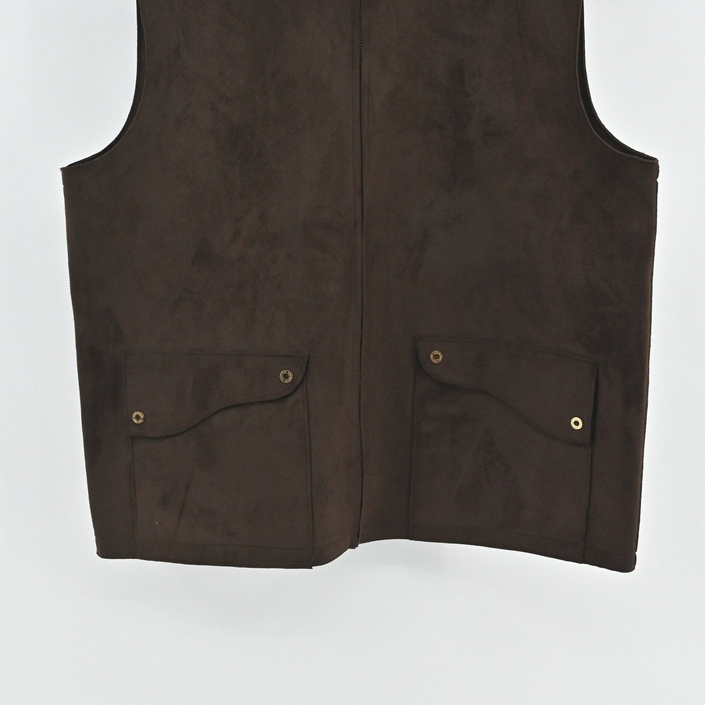 Ralph Lauren Womens Vest Size XL Brown Preppy Academia Sleeveless Zip Pockets