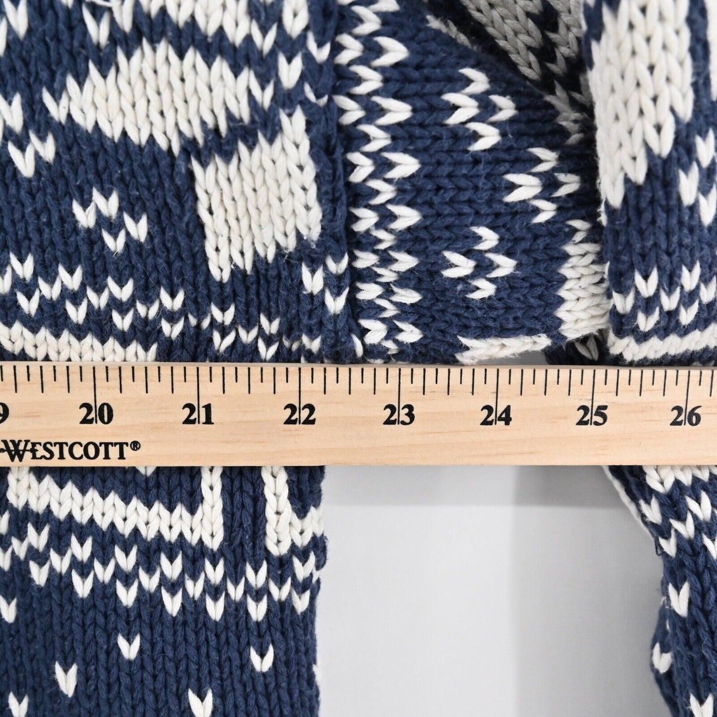 Vtg GAP Sweater Womens Sz L Blue Fair Isle 100% Cotton Chunky Knit Crew Neck 80s