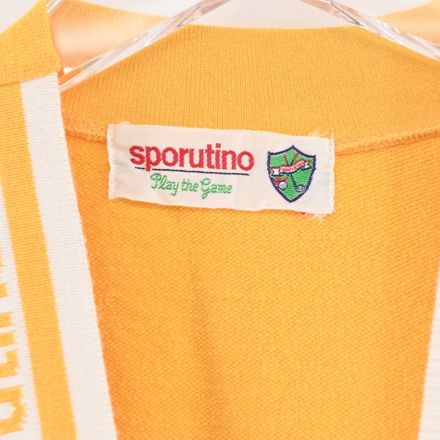 Vtg SPORUTINO Jacket Mens Size M Golf Logo Stripe Zip Yellow Embroidered 70s