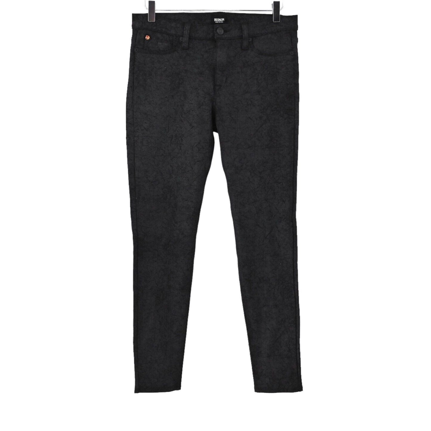 HUDSON Pants Womens Size 30 Black Crackle Nico Mid Rise Super Skinny Stretch USA