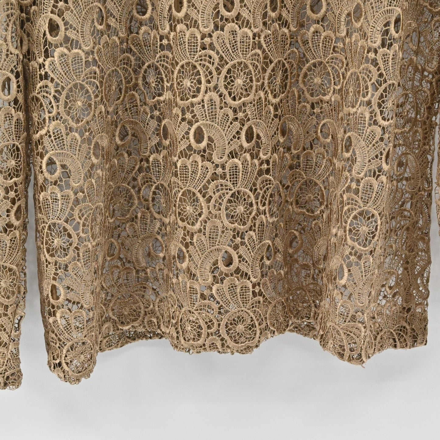 CHICHOS Womens Crochet Jacket Size 3 / XL Tan Lace Floral Blazer Dainty Feminine