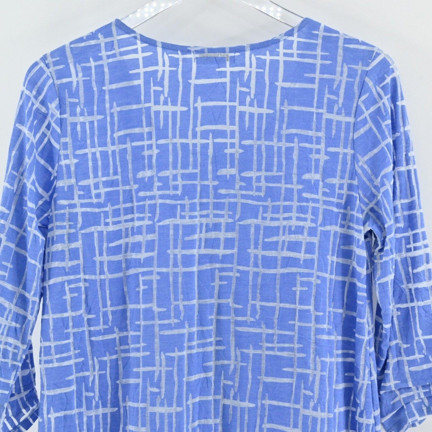 Habitat Womens Tunic Top Size S Blue White Geometric Art to Wear Coastal Casual