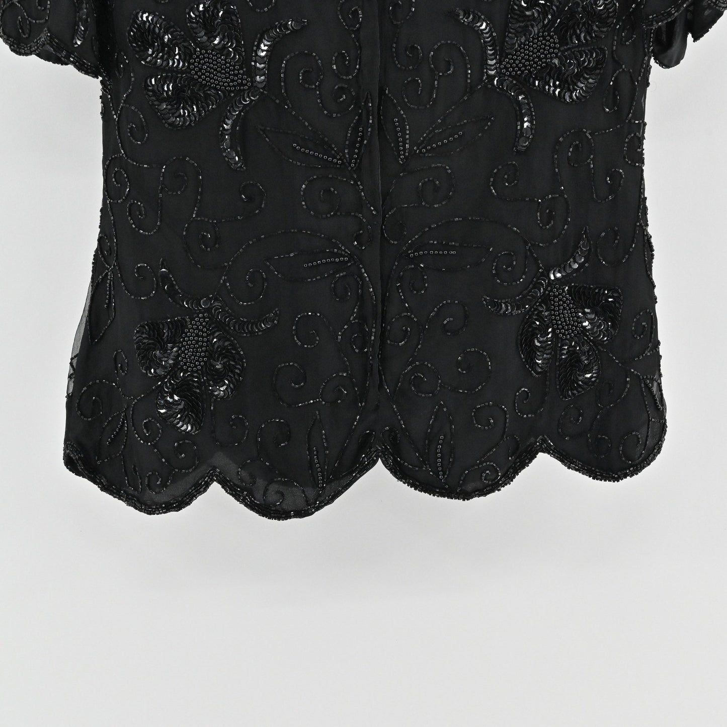 Vtg Stenay Silk Beaded Top Size S Black Sequin Whimsigoth Retro Glam Luxe Blouse