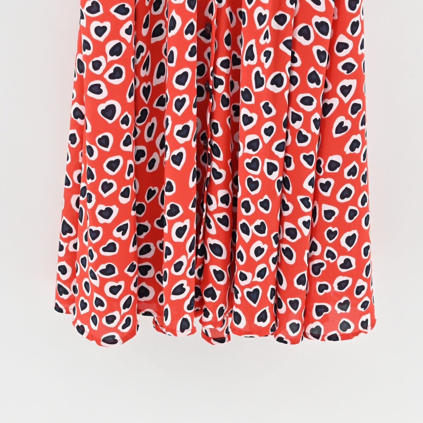 J CREW Dress Size 4P Rudbeckia Red Heart Print Collared Belted Midi A Line