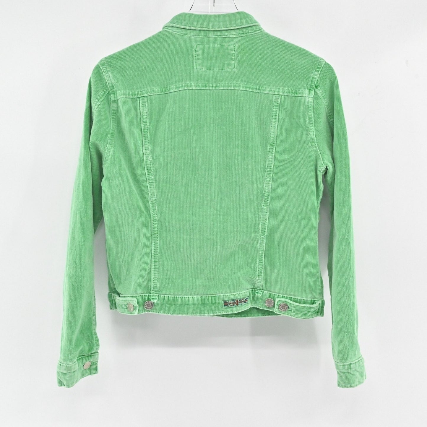 Vtg HUDSON Womens Trucker Jacket Size S Green Corduroy Distressed Made in USA