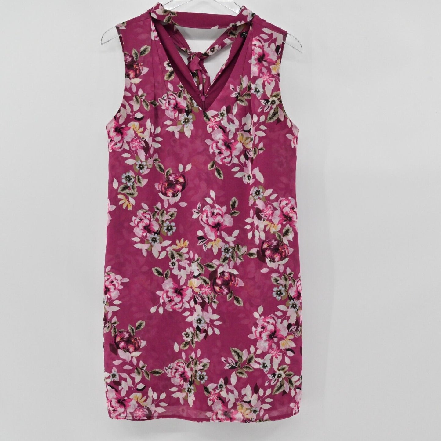 WHBM Dress Womens Sz 6 Floral Sleeveless Choker Keyhole Neck Shift Chiffon Lined
