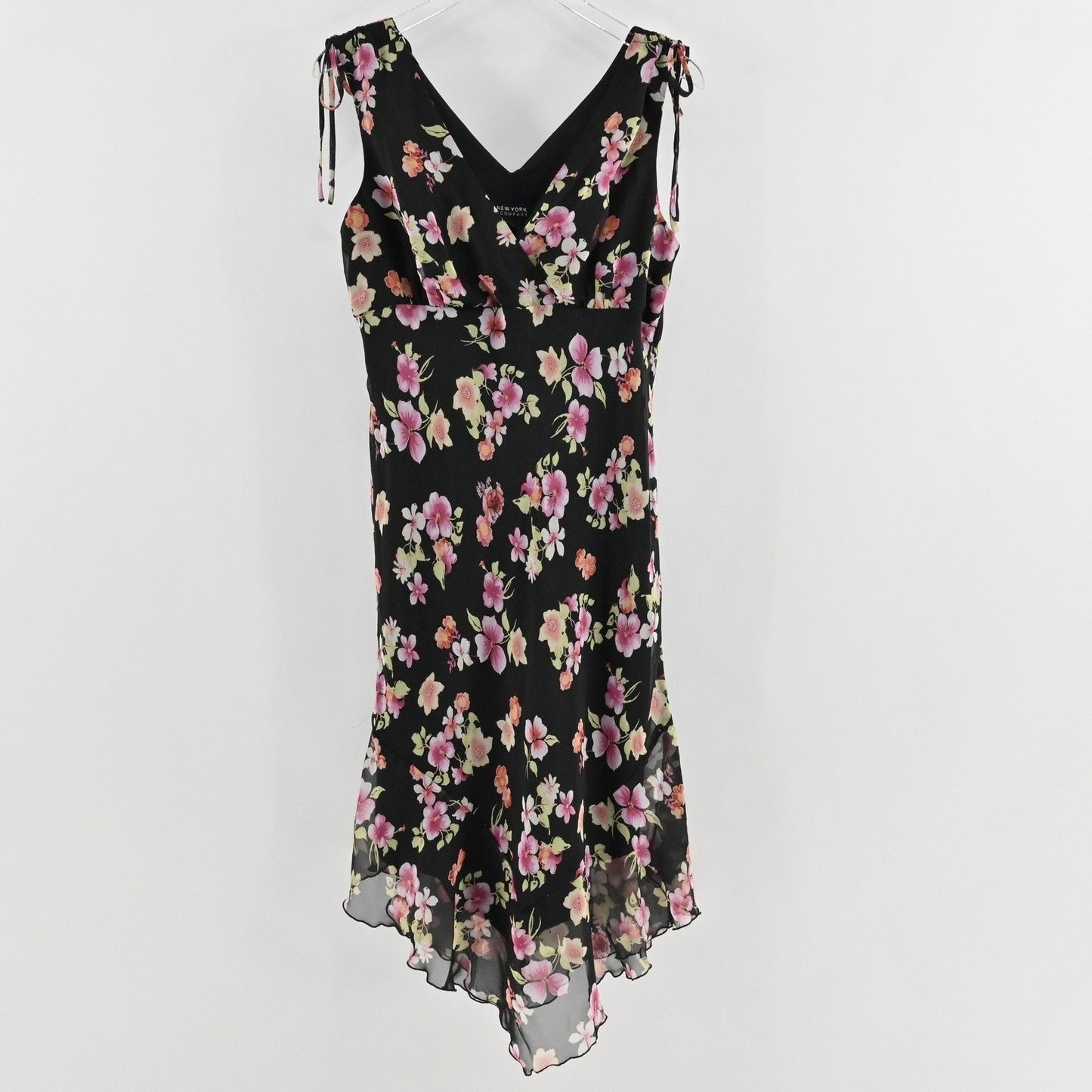 Vtg New York & Co Floral Midi Dress Size 14 Whimsigoth Fairygrunge Dark Romantic