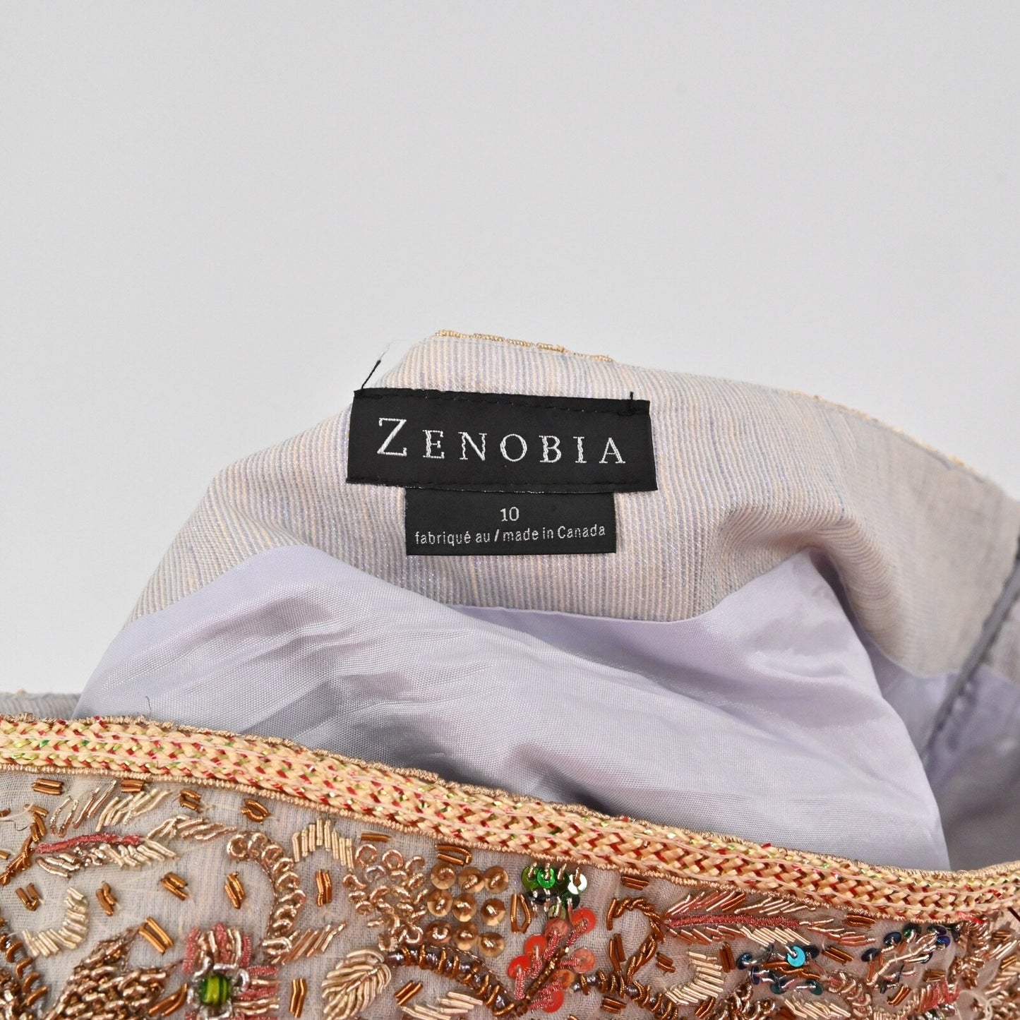 Vtg ZENOBIA Womens Pleated Skirt Size 10 Fairy Shimmer Sequin Beaded Linen Y2k